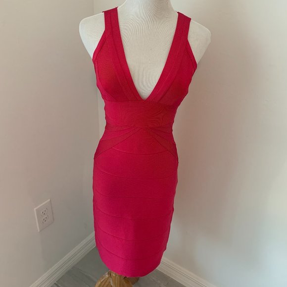 Herve Leger Fuschia bandage dress size Small